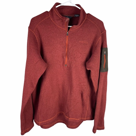 Eddie Bauer mock 1/2 zip pullover fleece top red